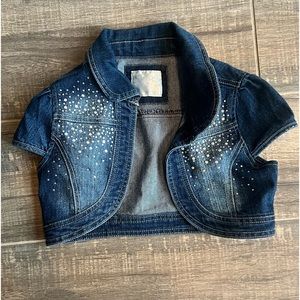 Justice jean ballero jacket with rhinestones for girls size 8/0